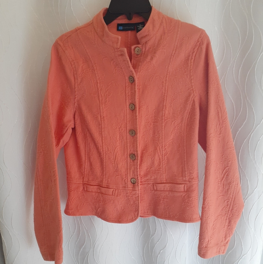 Relativity Jean Jacket Women sz XL Peach/Orange 100% Cotton